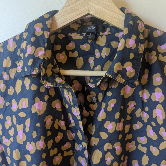 J. Crew Animal Print Fit & Flare Midi Shirt Dress - Picture 11 of 15